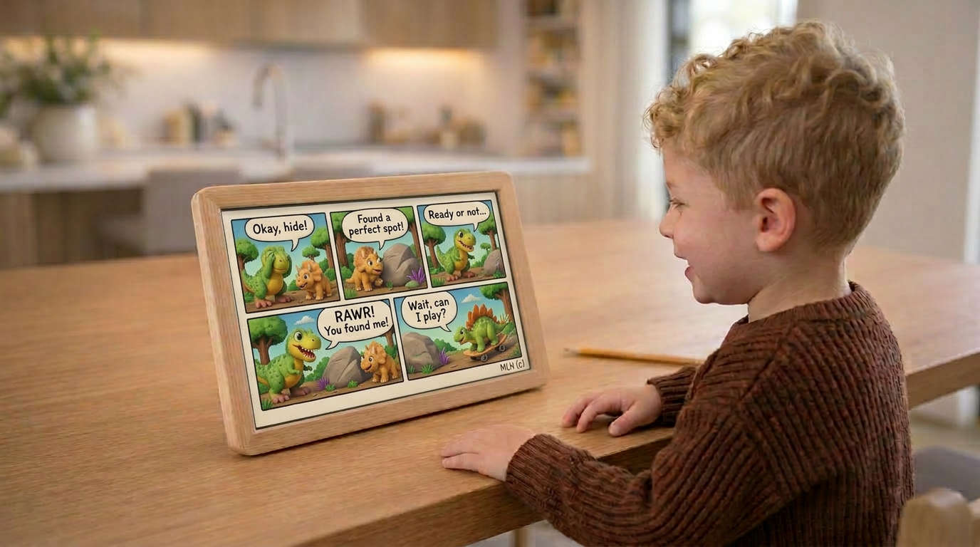 Dinosaur comic strip story on the frame