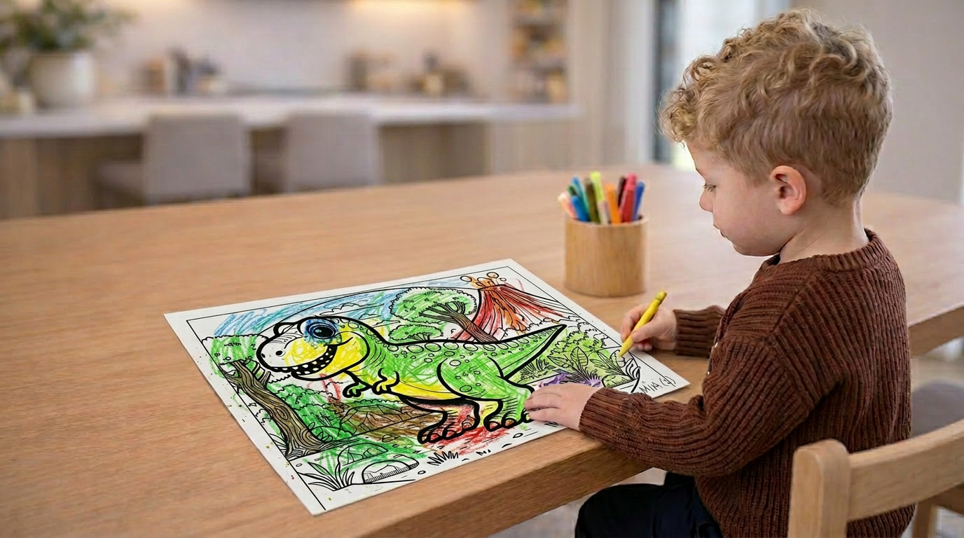 Banks drawing a dinosaur