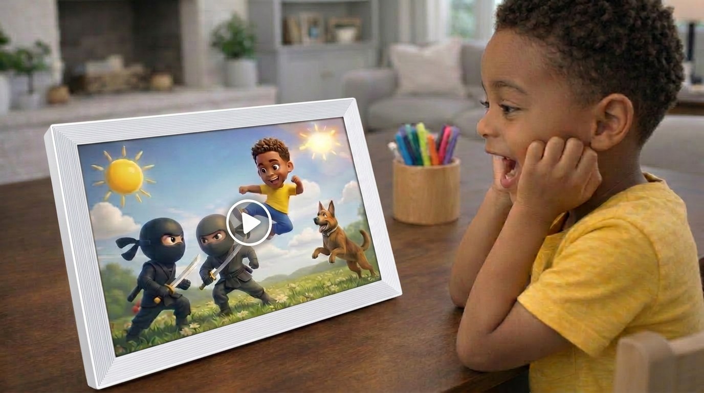 Animated ninja video on the frame
